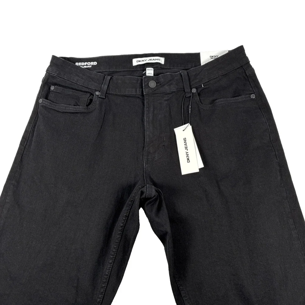 New Mens DKNY Jeans Bedford Slim Black Denim Size 36x32 NWT $79